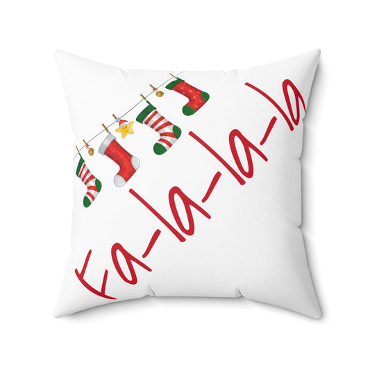 Fa-La-La-La Holiday Pillow Spun Polyester Square Pillow