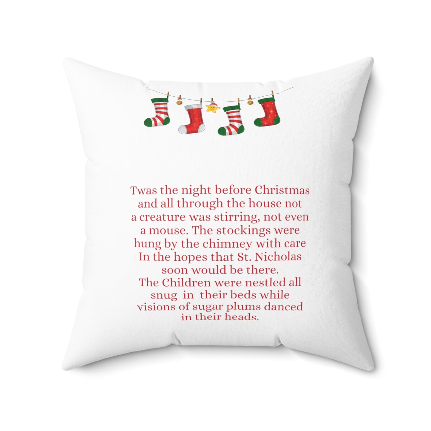 Night Before Christmas Spun Polyester Square Pillow