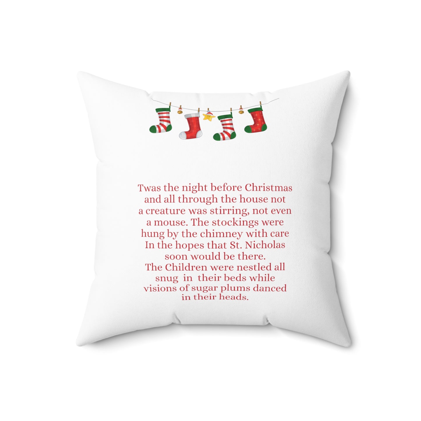 Night Before Christmas Spun Polyester Square Pillow