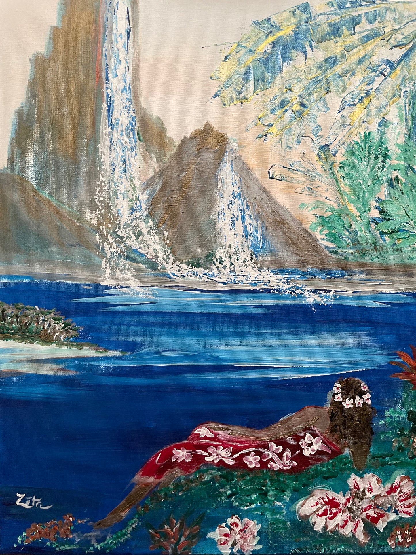 "A Poster Art" Tropical Waterfalls