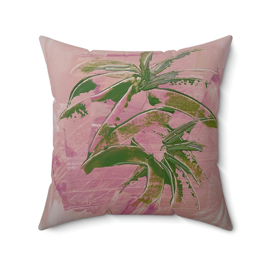 Coral Palm Tree Spun Polyester Square Pillow