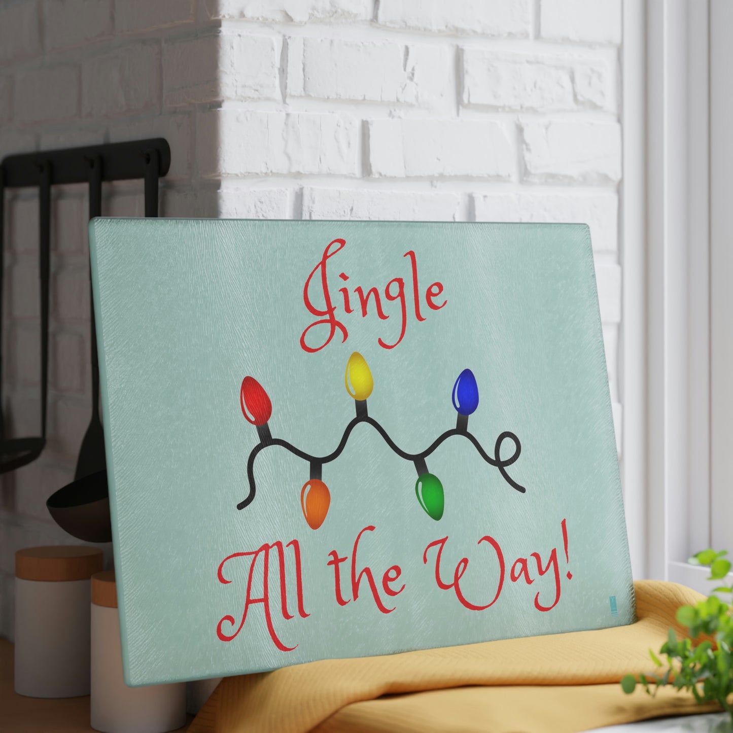 Jingle All the Way Glass Cutting Board