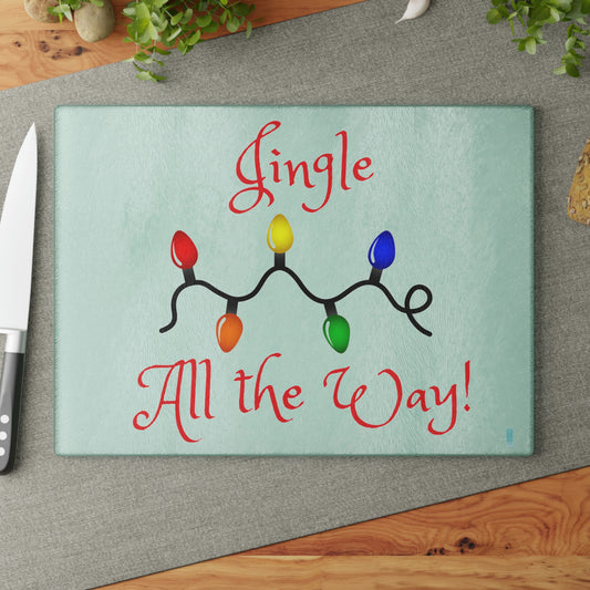 Jingle All the Way Glass Cutting Board