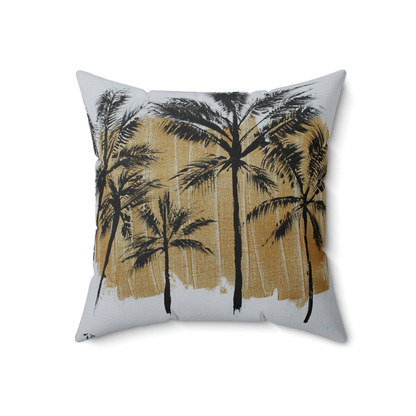 Gold Black Palm Tree Spun Polyester Square Pillow