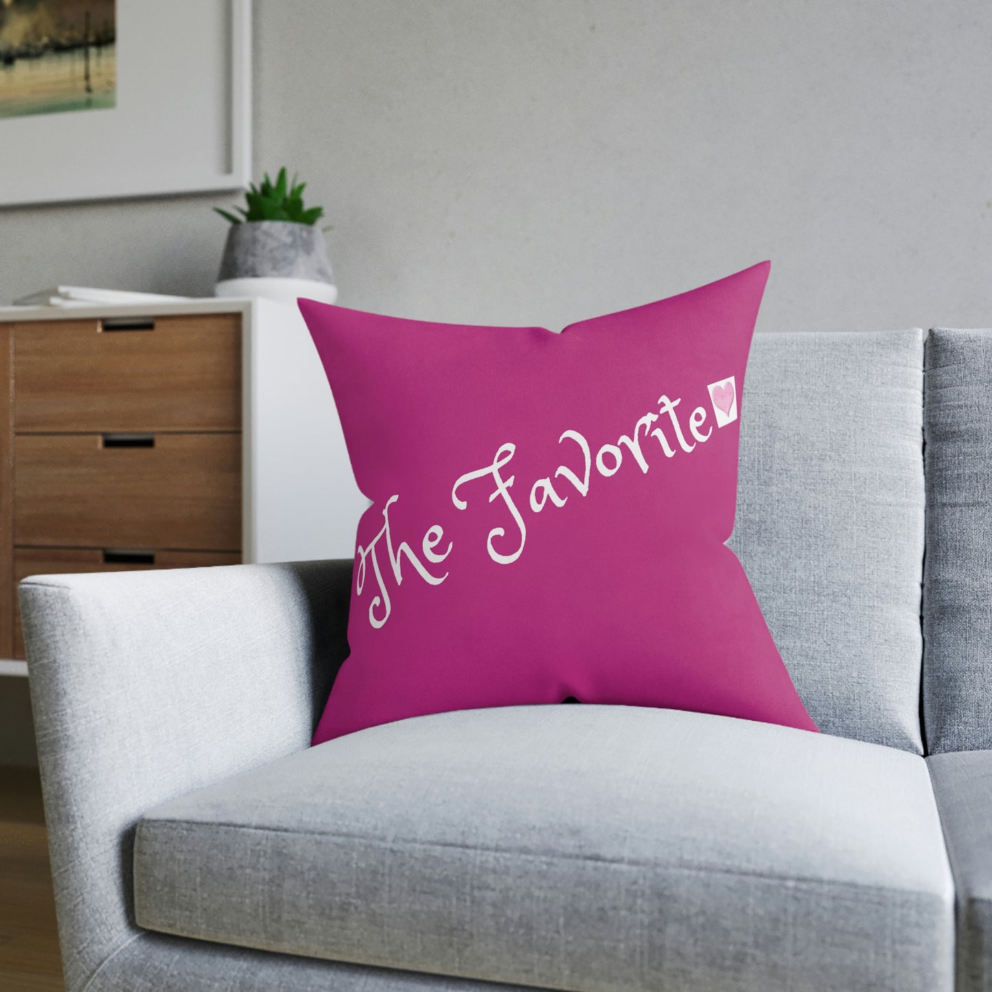 The Favorite! Square Pillow - Pink Back