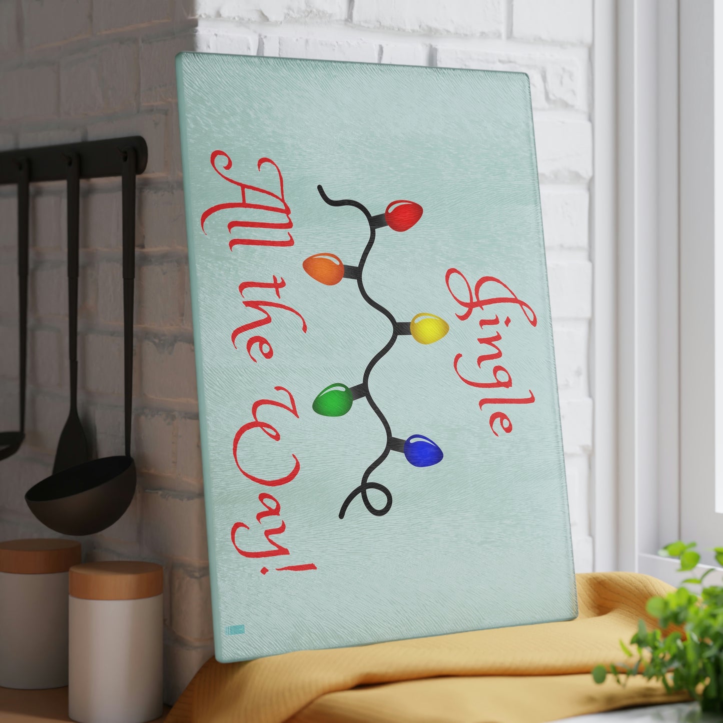 Jingle All the Way Glass Cutting Board